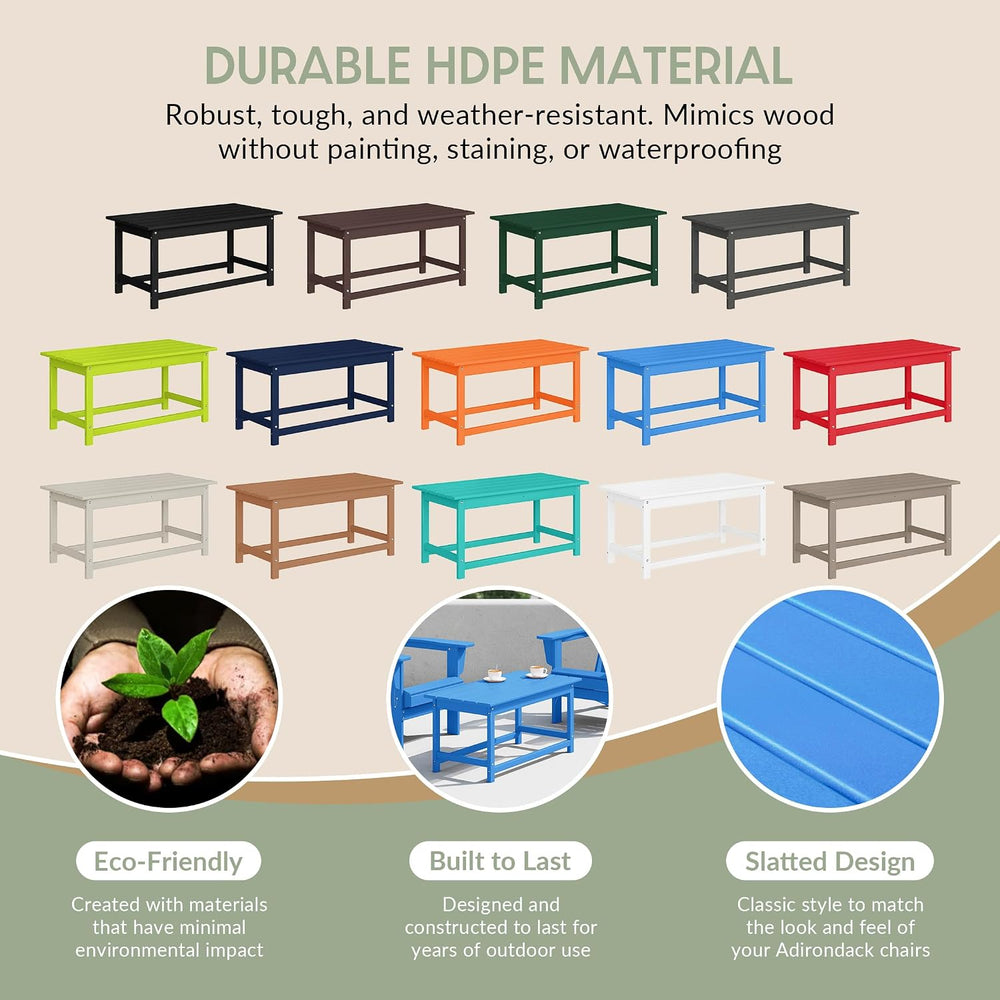WestinTrends Malibu Outdoor Poly Coffee Table, 35.25" x 17.5", Paci...