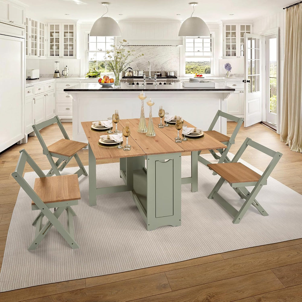 SECONIQUE Santos Butterfly Folding Dining Table Set with 4 Chairs – Space-Sav...