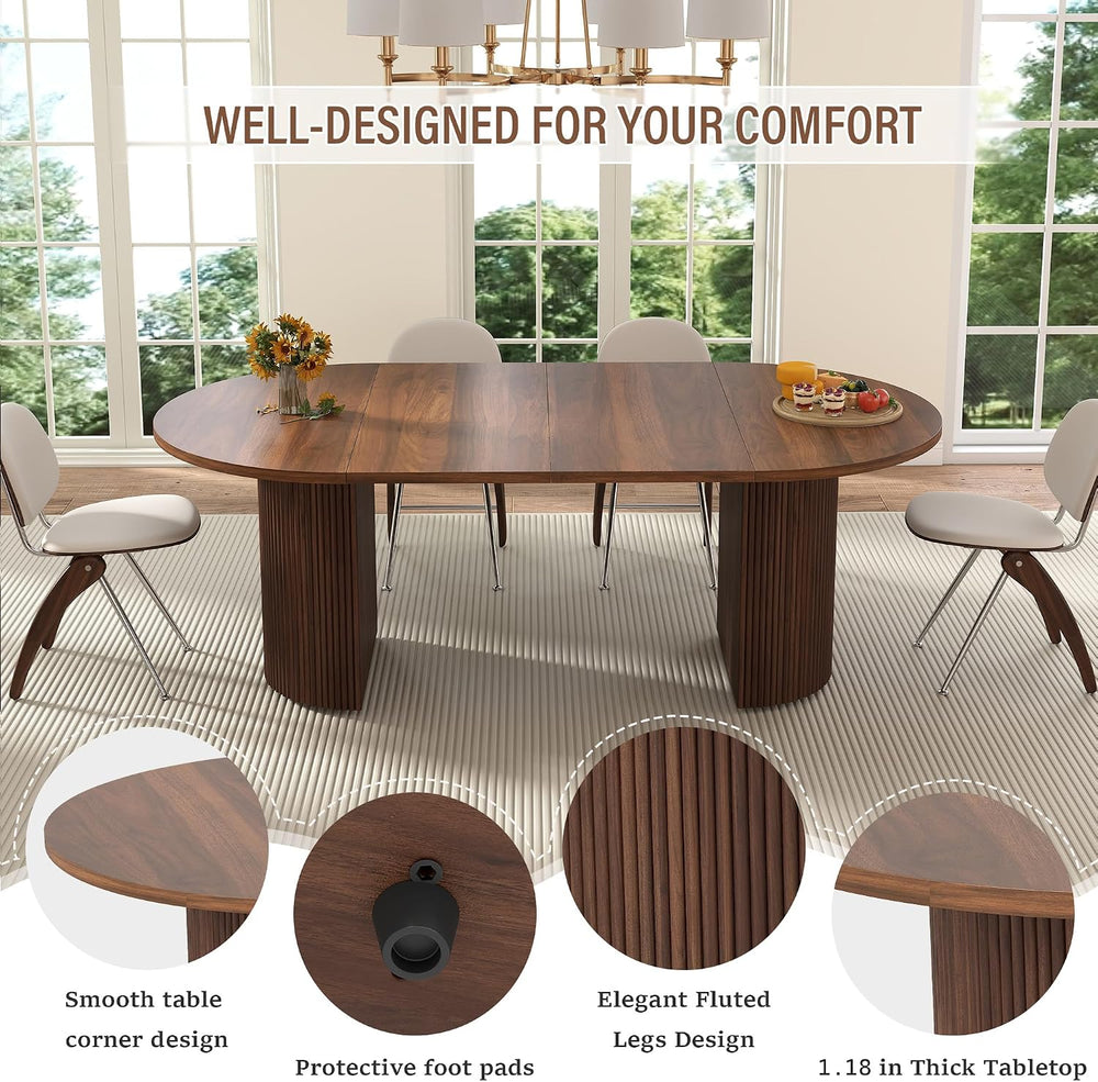 41 in-78 in Extendable Dining Room Table for 4-8, Round Expandable Kitchen Ta...