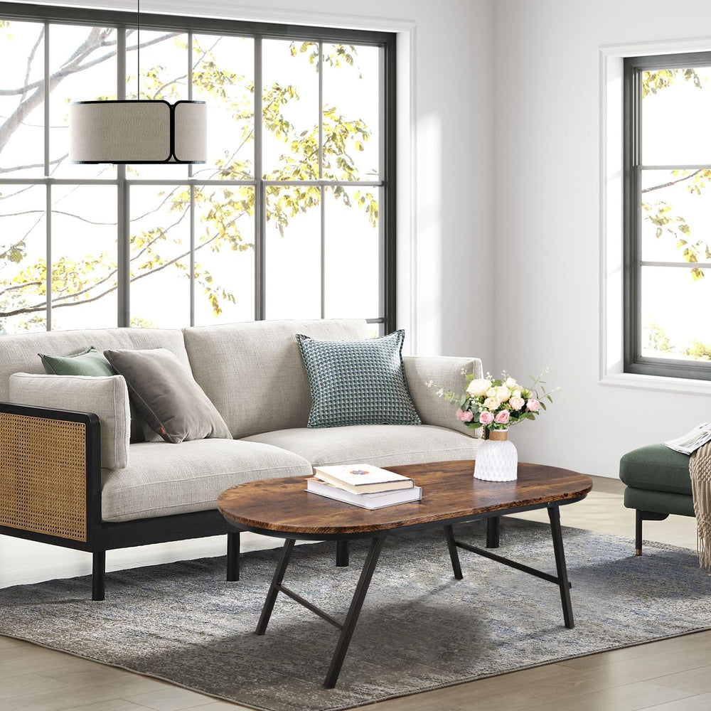 Folding Coffee Table for Living Room Industrial Brown Small Low Table Wooden ...