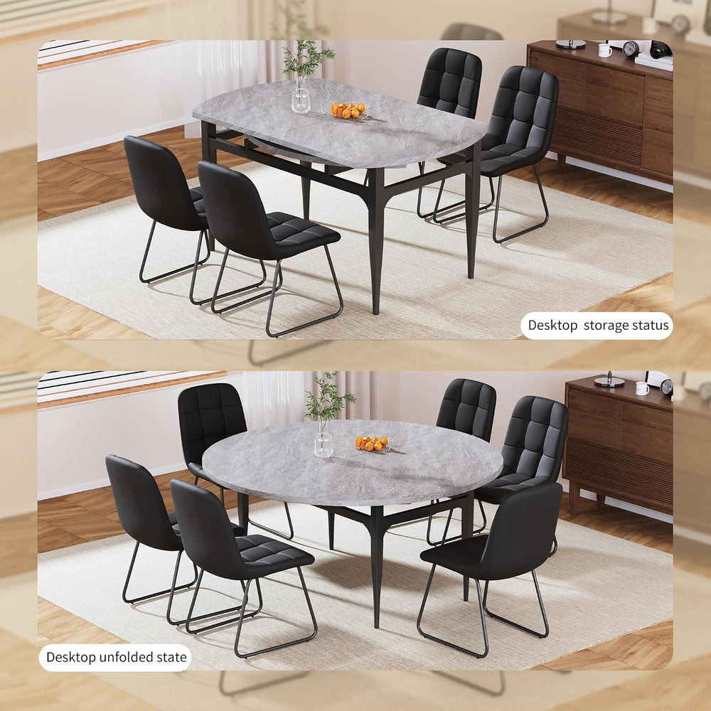 HIPIHOM Expandable Folding Dining Table Set, 55-Inch Round to Square Table wi...
