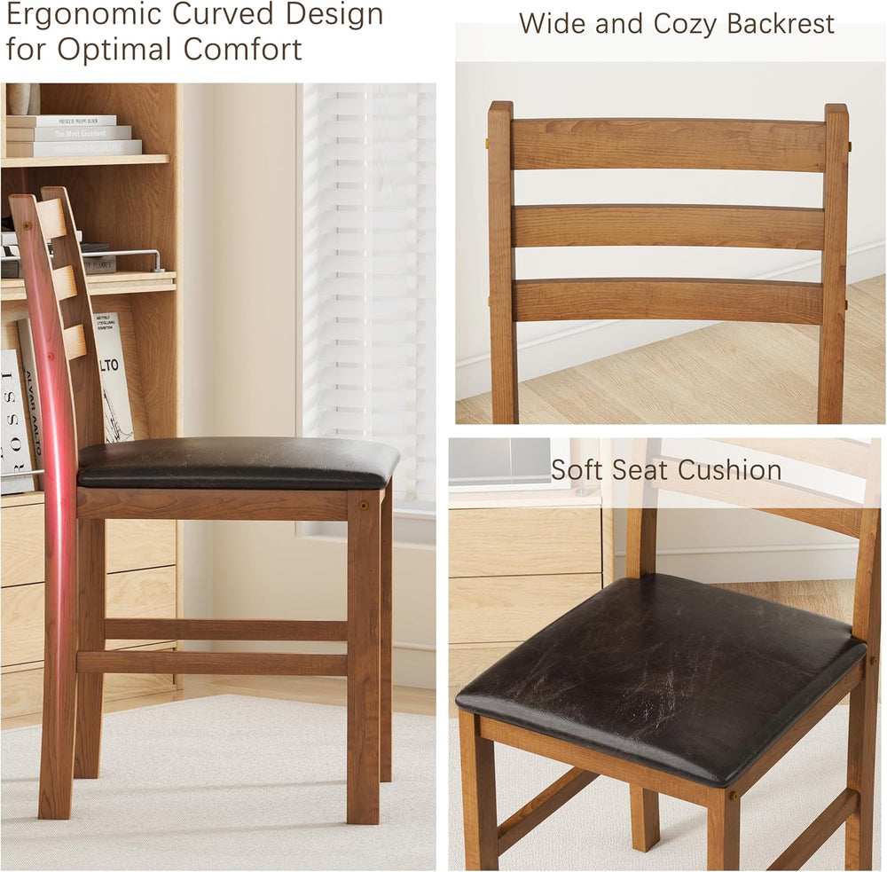 WiberWi Dining Table Set for 4, Solid Wood Kitchen Table and Chairs Set of 4,...