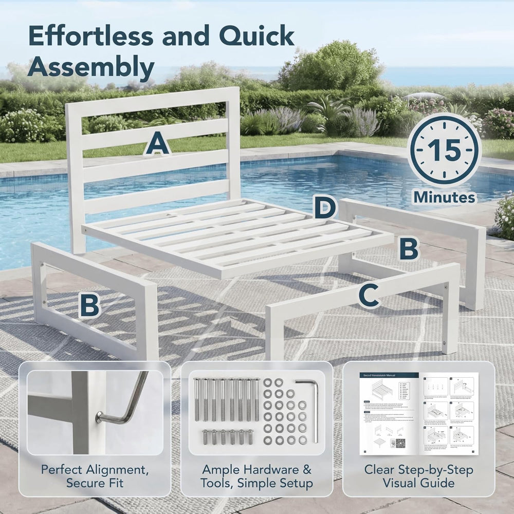 NICESOUL 4 Piece Patio Aluminum Furniture Set, 29" Oversized Wide Deep S...