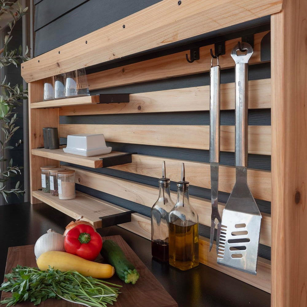 Backyard Discovery 48" Cedar Wood Buffet Hutch Serving Station with Galv...