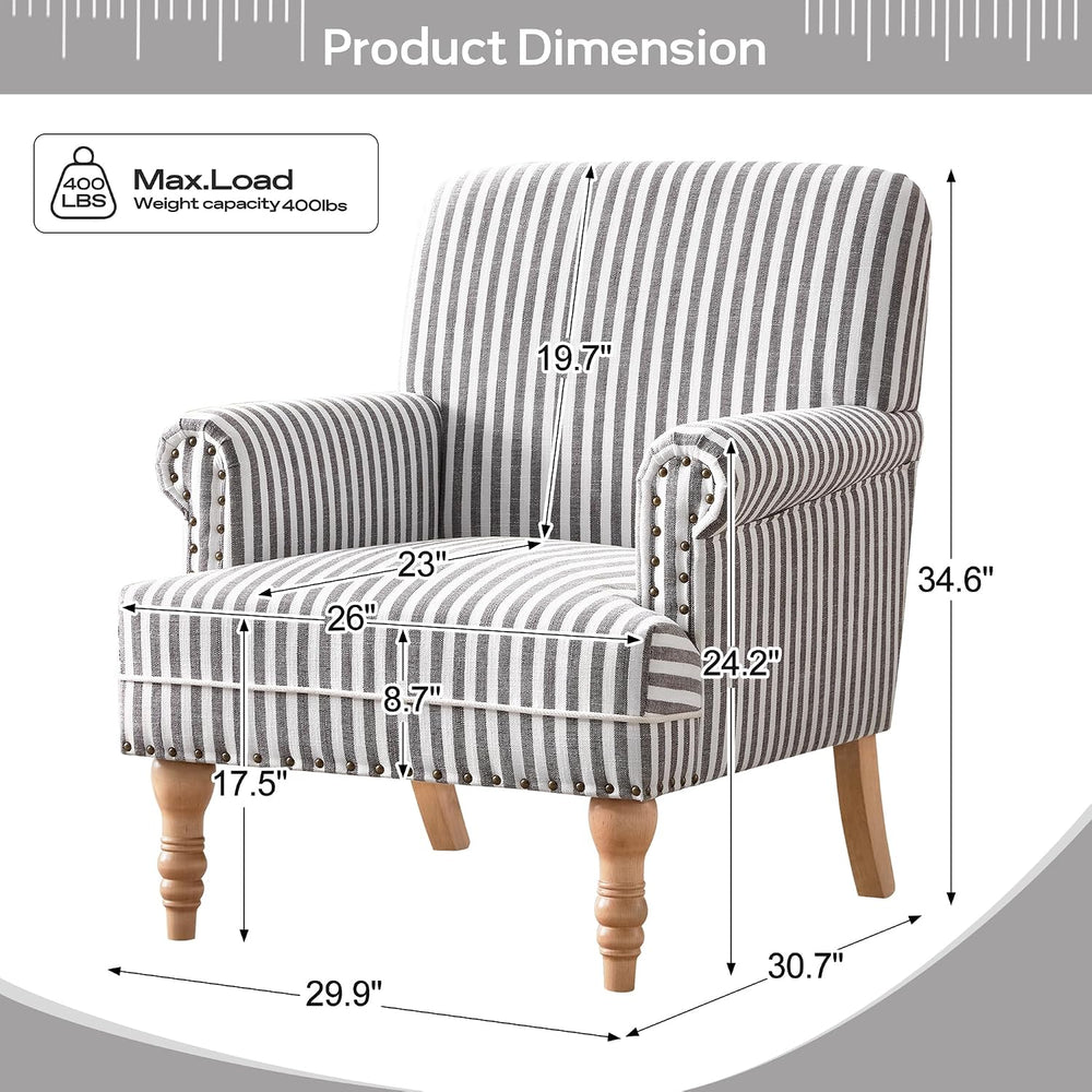 HUIMO Linen Fabric Accent Chair, Mid-Century Modern Upholstered Armchair with...