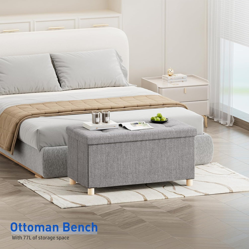 BRIAN & DANY 30 Inches Folding Storage Ottoman Bench, Ottoman with Storag...