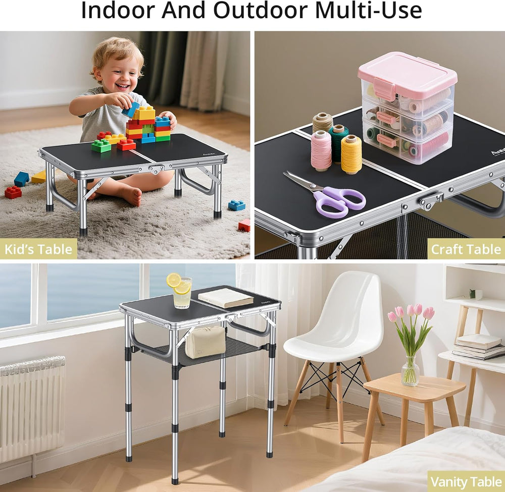 Anbte Folding Camping Table, 24"X 16" Adjustable Height Small Foldi...