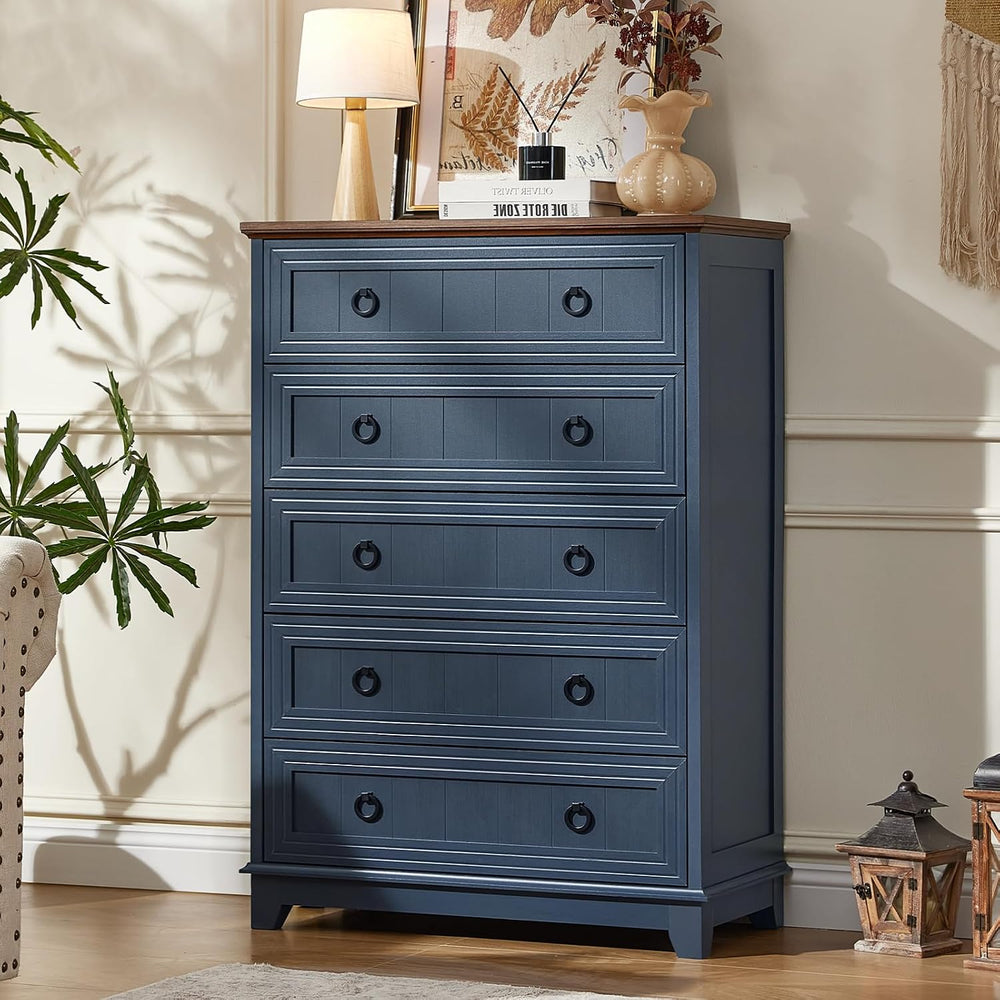 Joaxswe Farmhouse 5 Drawer Dresser for Bedroom, 42" Tall Small Dressers ...