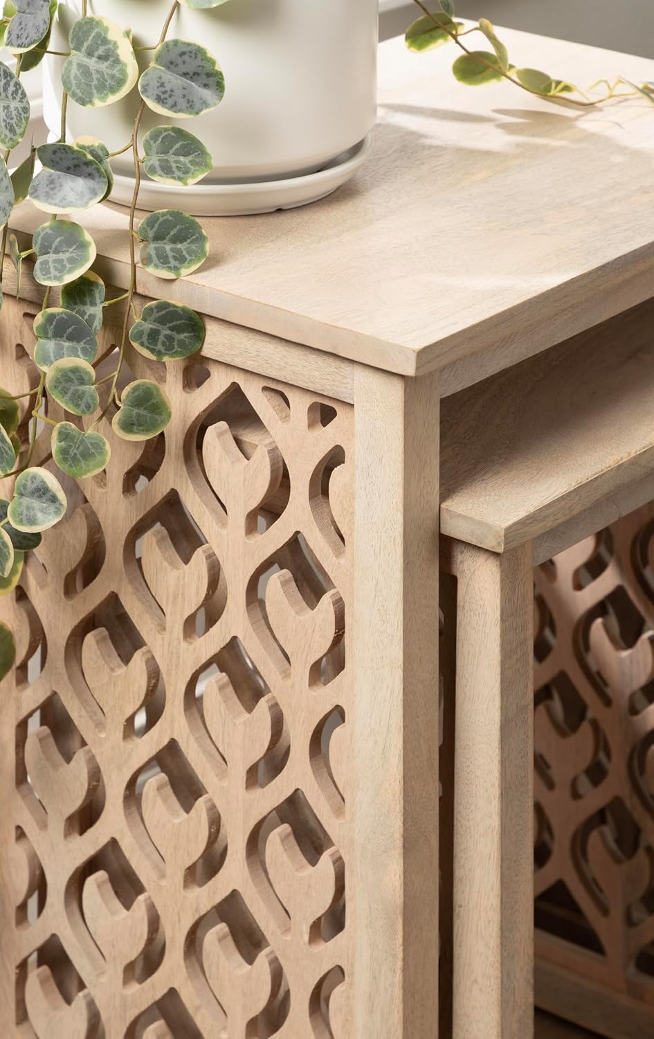 Kate and Laurel Karni Modern Mango Wood Living Room Nesting Tables, Set of 2,...