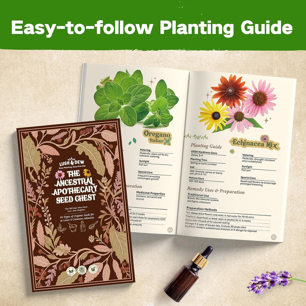 Lush&Dew Ancestral Apothecary Medicinal Tea Herb Seed Chest, Gardening Gift