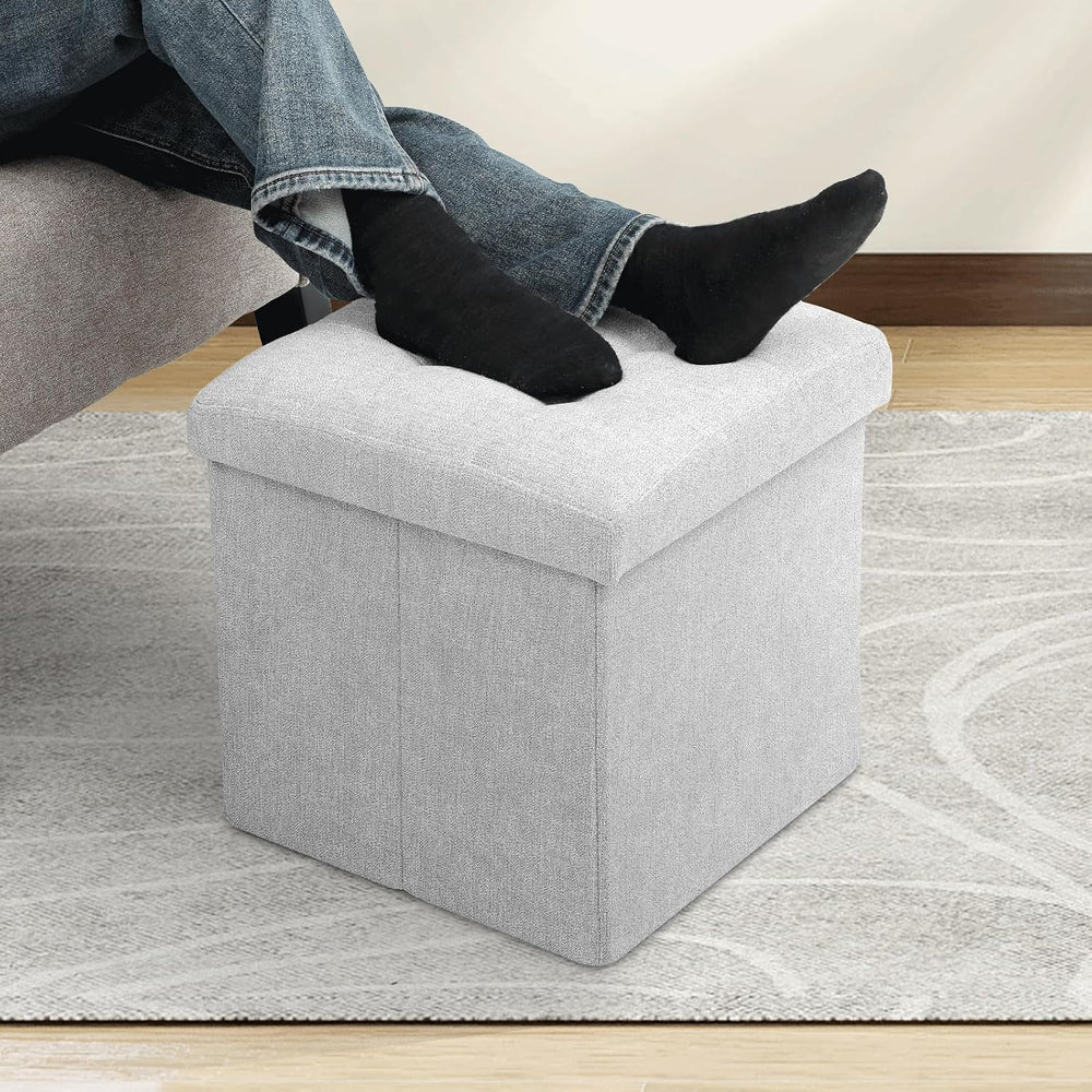 MoNiBloom 15 Inches Storage Ottoman Cube, Folding Square Foot Rest Stool, Sma...