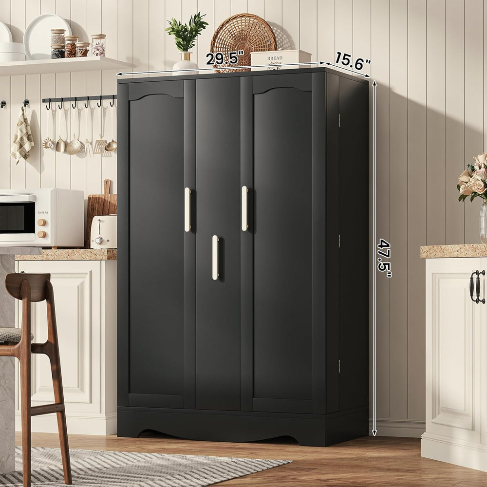 kepptory 47" Kitchen Pantry, Farmhouse Storage Cabinet with Barn Doors, ...