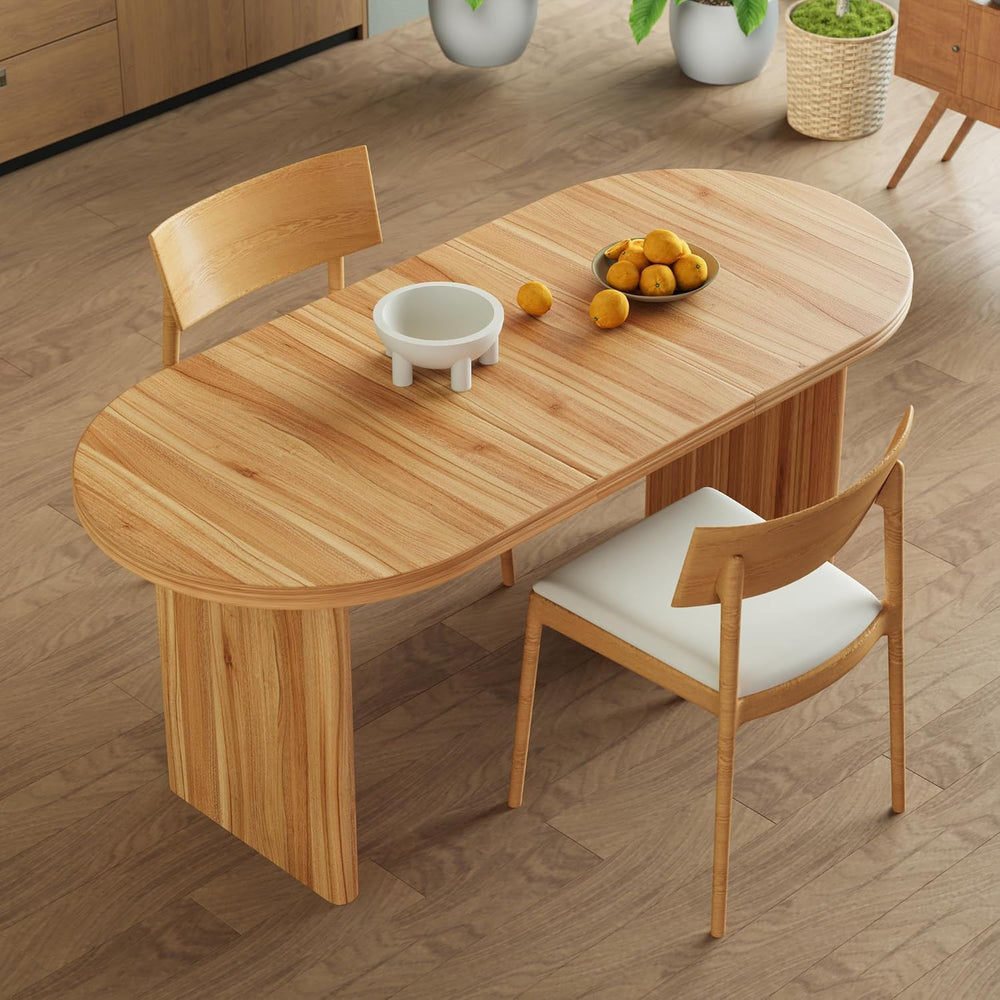 GDFStudio 55.12"-70.87" Farmhouse Extendable Oval Dining Table for ...