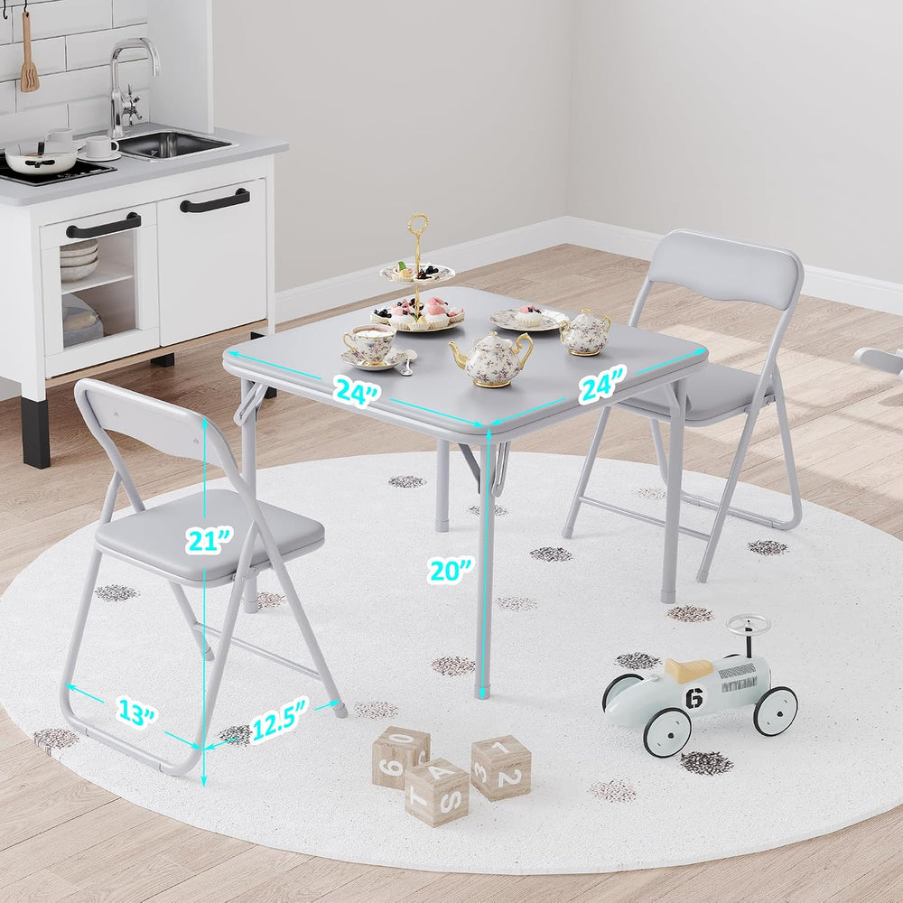 GAOMON Boys and Girls Folding Table and Chairs Set of 3, Portable Table and C...