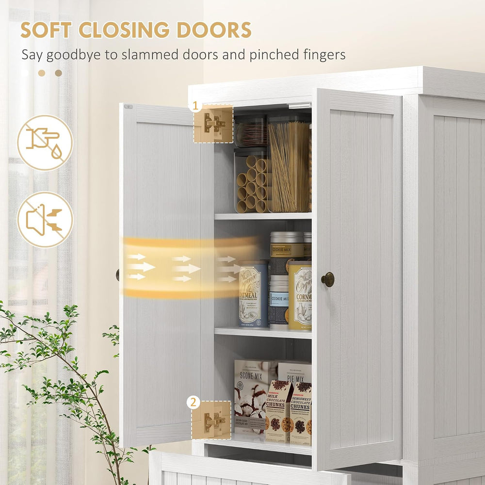 72" Farmhouse Kitchen Pantry Cabinet, Freestanding Tall Storage Cabinet ...