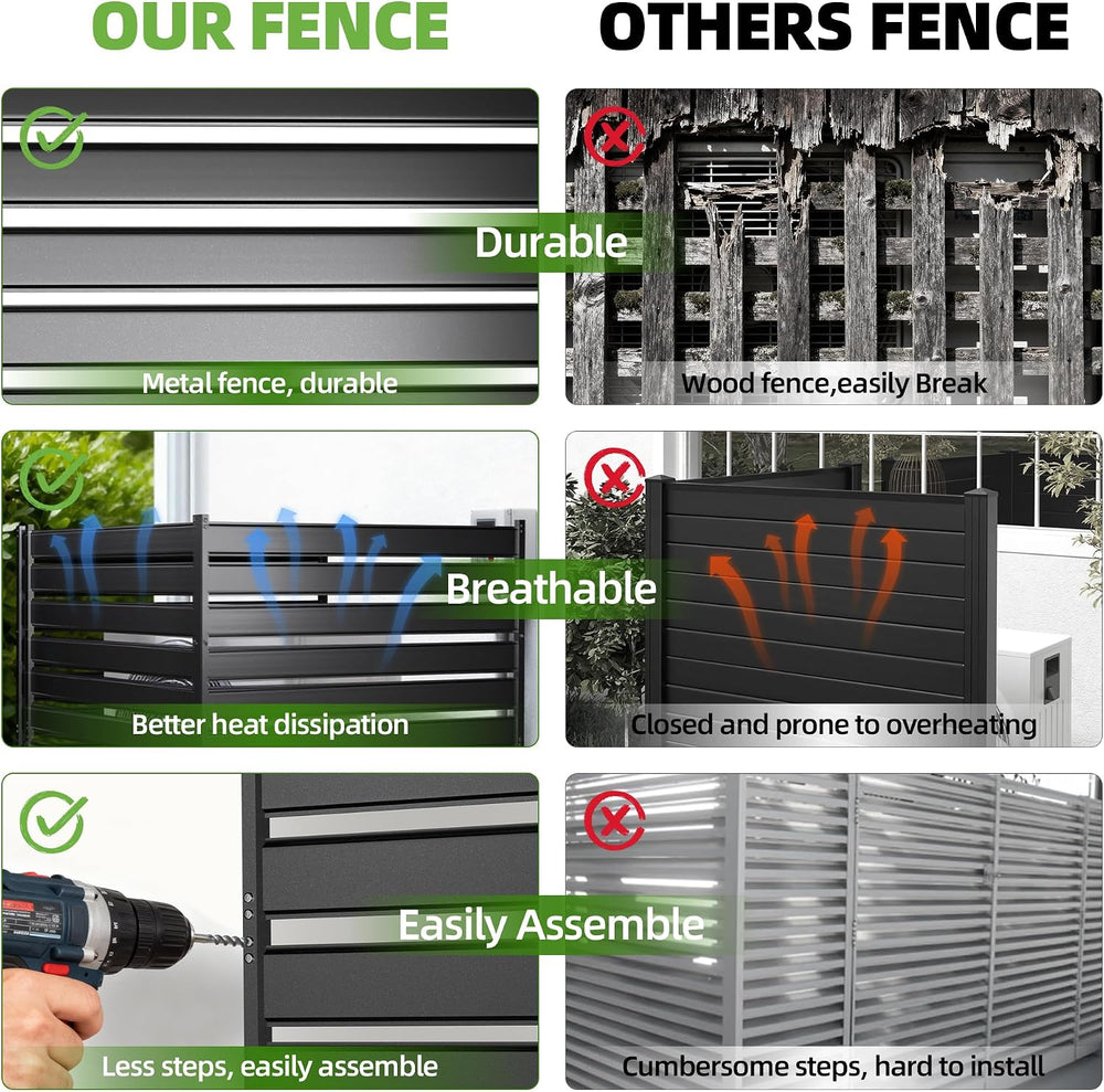 Privacy Fence Screen for AC & Trash, 42" H × 38" W(3P) Metal No...