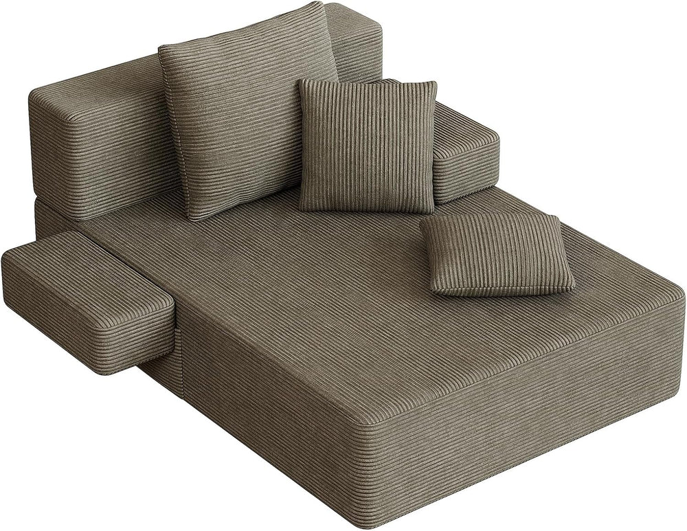 79.5" Oversized Boneless Chaise Lounge, Chaise Lounge Chair Indoor, Brown