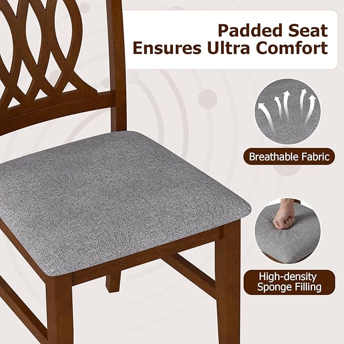 Giantex Upholstered Dining Chairs Set of 4, Farmhouse Fabric Side Chairs w/Cu...