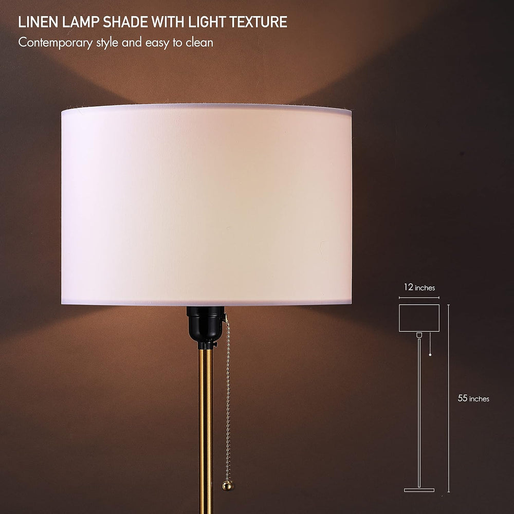 O’Bright Ted - Drum Shade Standing Lamp, Pull Chain Switch, E26 Socket, Moder...