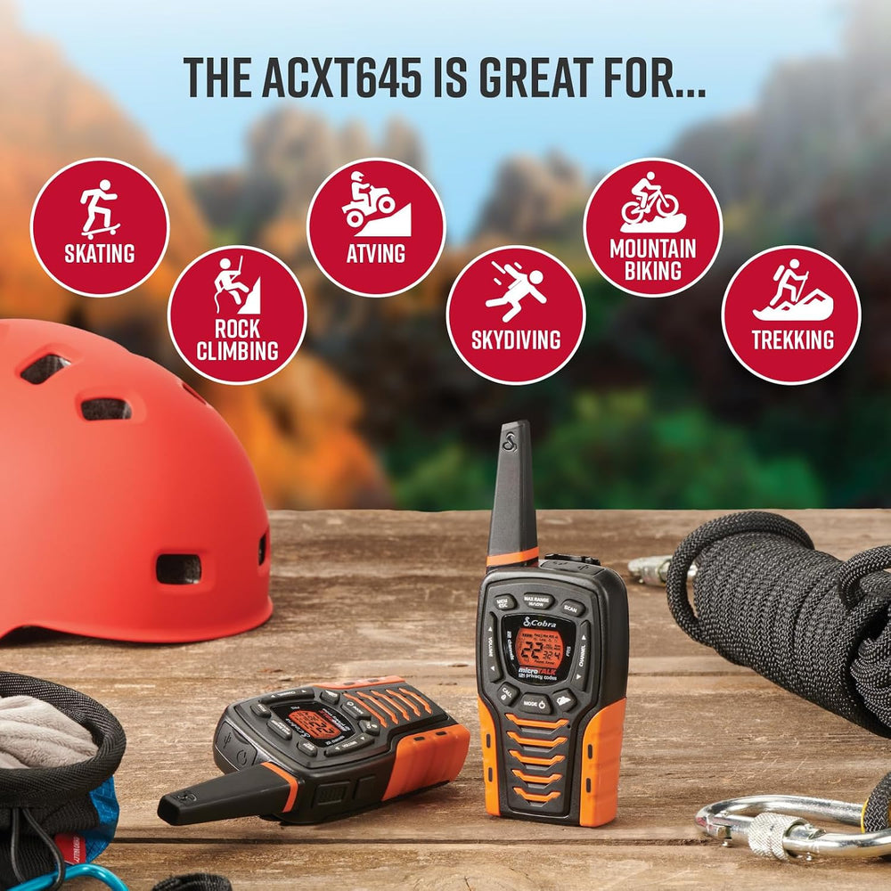 Cobra ACXT645 Waterproof Walkie Talkies, Rechargeable, 22 Channels