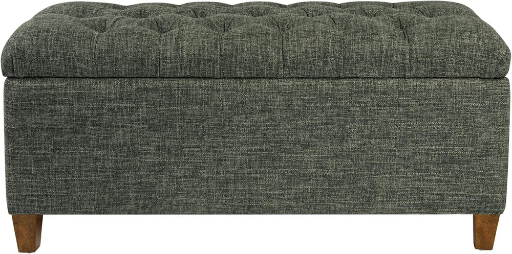 HomePop Ainsley 40" Storage Ottoman Bench - Green Clover Fabric