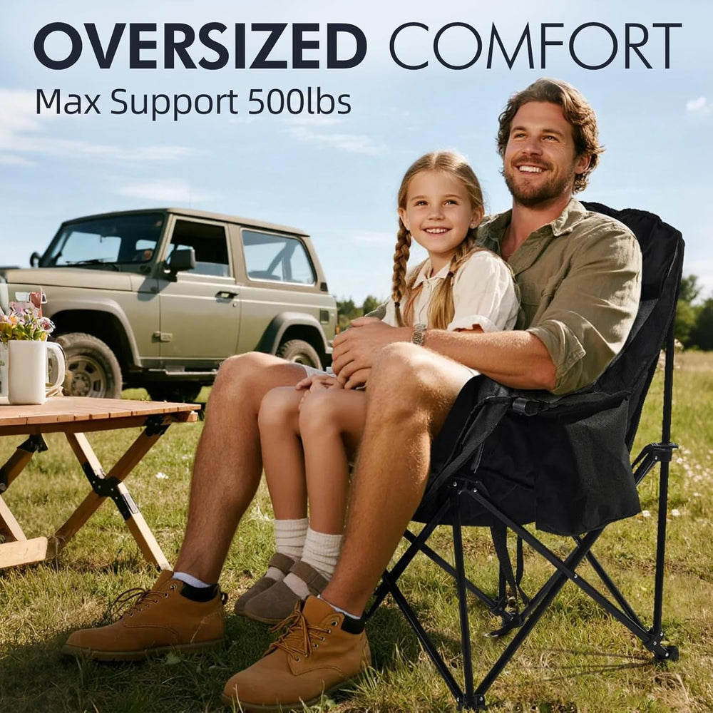 Oversized Camping Chairs for Adults - Heavy Duty Padded Outdoor Folding Lawn ...