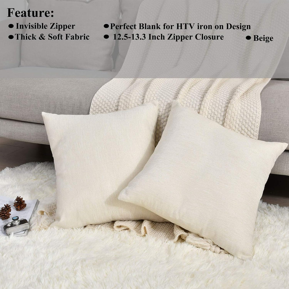 Pack 8 Linen Throw Pillow Covers Set Cushion Case for Sofa Bedroom Car, Blank...