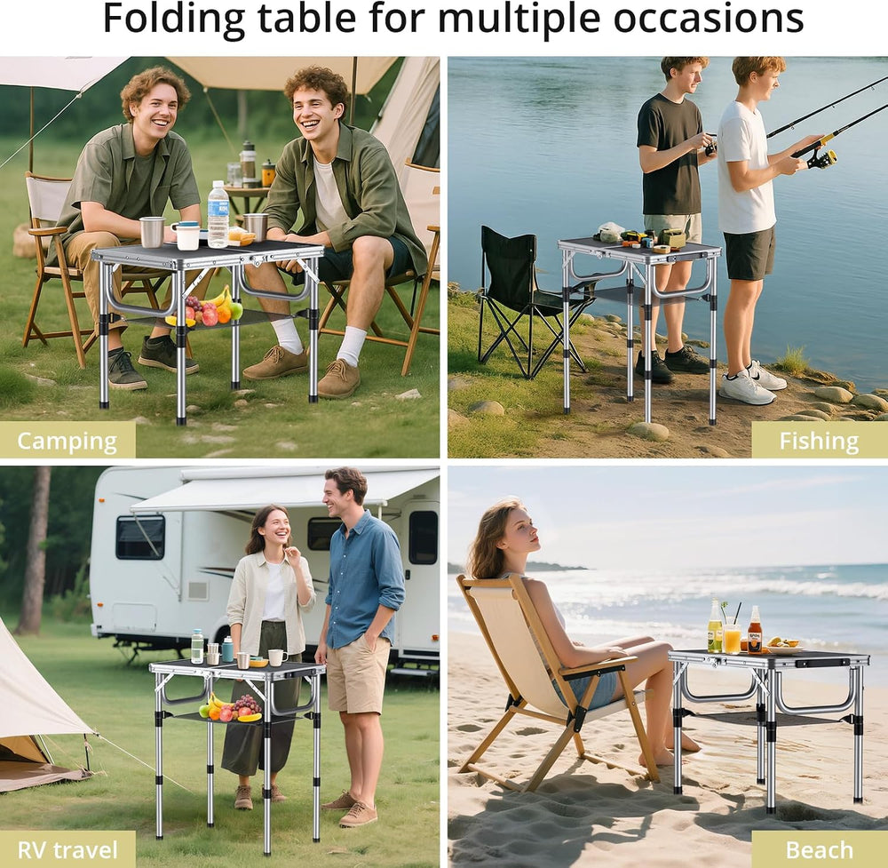 Anbte Folding Camping Table, 24"X 16" Adjustable Height Small Foldi...