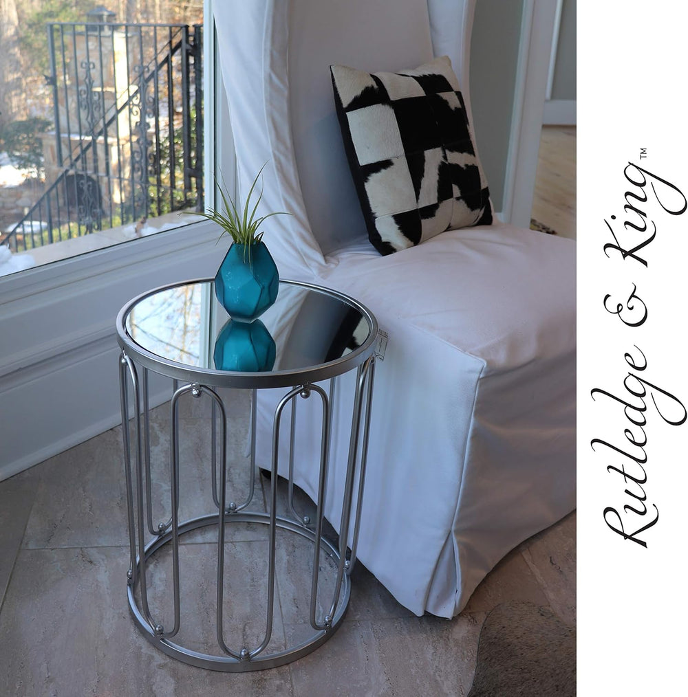 Nested Metal Side Tables - Set of 2 for Living Room & Bedroom (Silver)