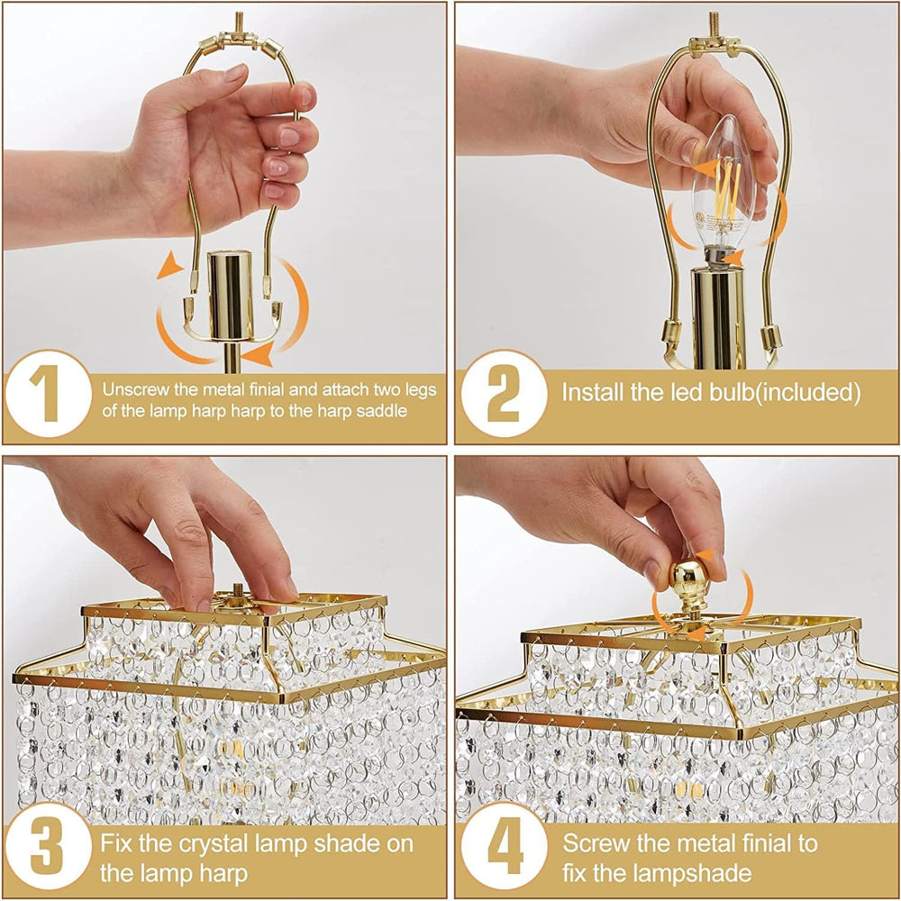 Crystal Touch Table Lamp, Bedside Lamps Gold Bedroom Lamp Nightstand Lamps