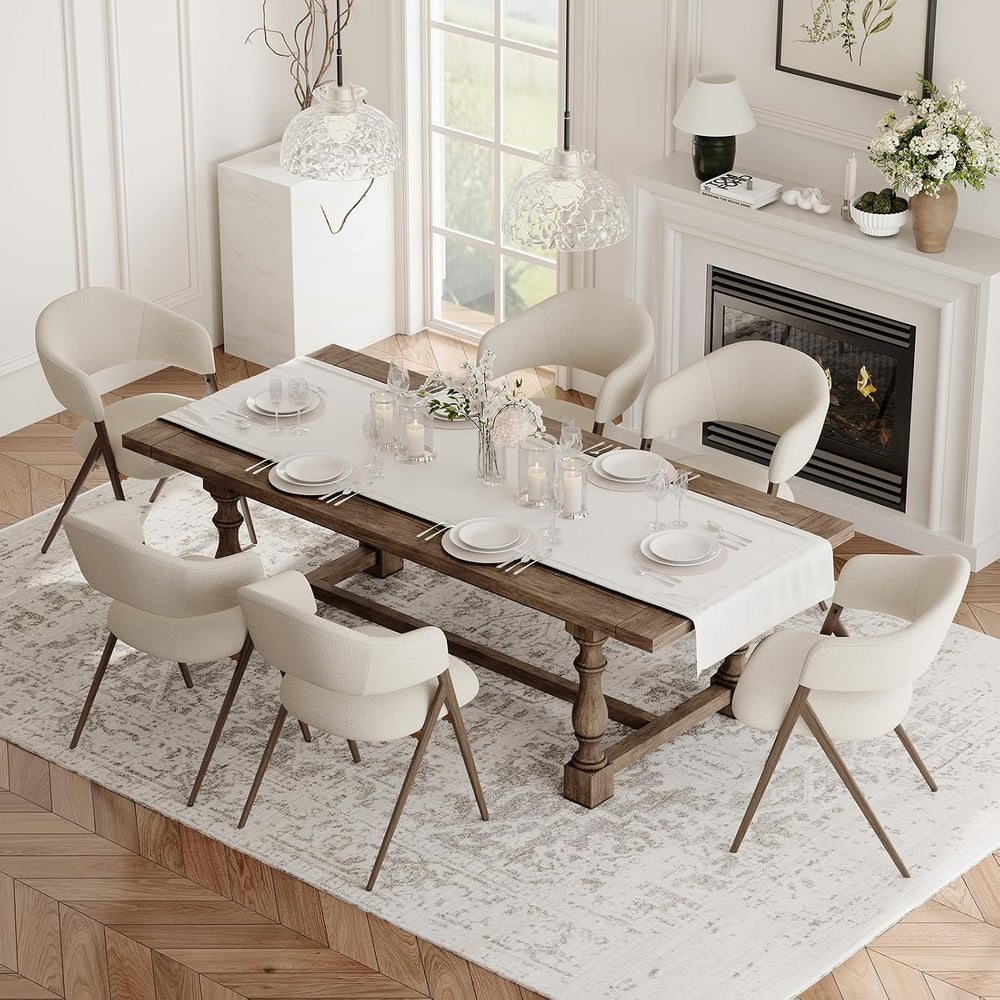COLAMY Modern Dining Chairs Set of 6, Upholstered Fabric Dining Room Kitchen ...