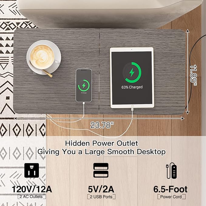 LIDYUK End Table with Charging Station, Narrow Side Table with Drawer and USB...