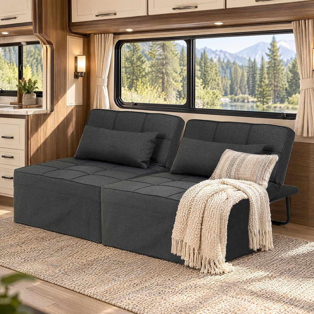Ottoman Chair Sofa Bed, 4 in 1 Sleeper Ottoman Chair, Black Grey