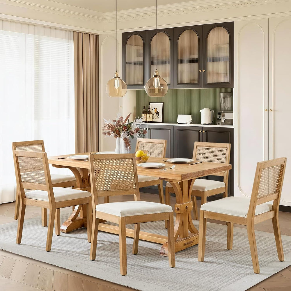 SoarFlash French Dining Chairs Set of 4, Vintage Louis Dining Chairs with Rat...