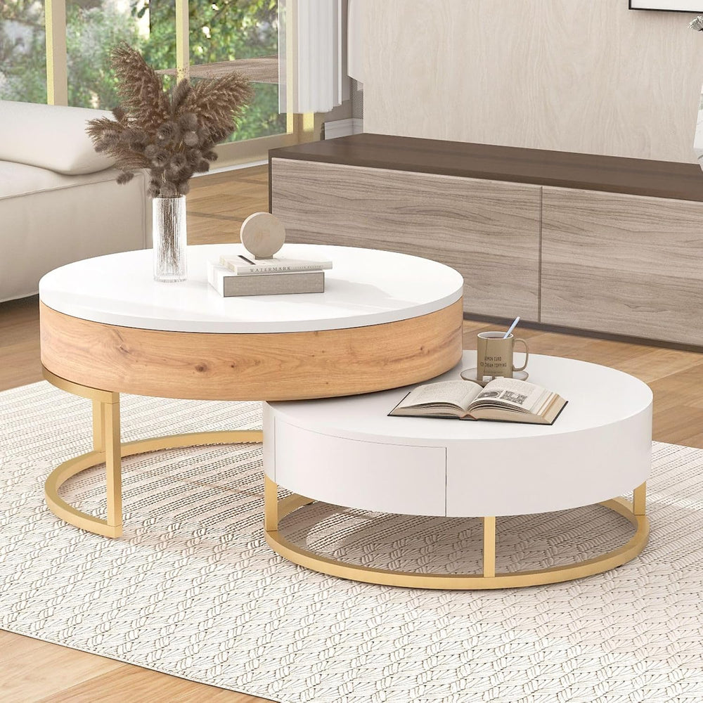 KEVINSPACE Nesting Table Set of 2 Modern, Lift-top Accent Coffee Tables with ...