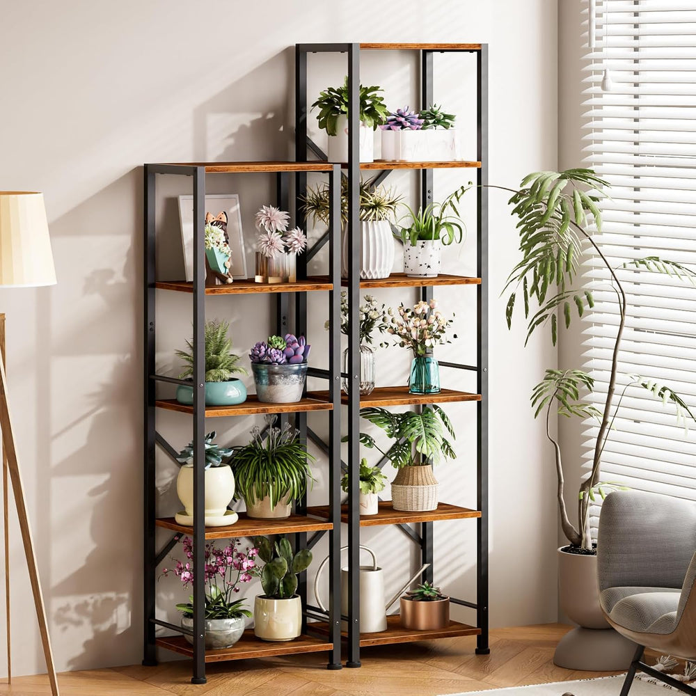 Furologee 6 Tier Tall Bookshelf, Industrial Narrow Bookcase, Display Standing...