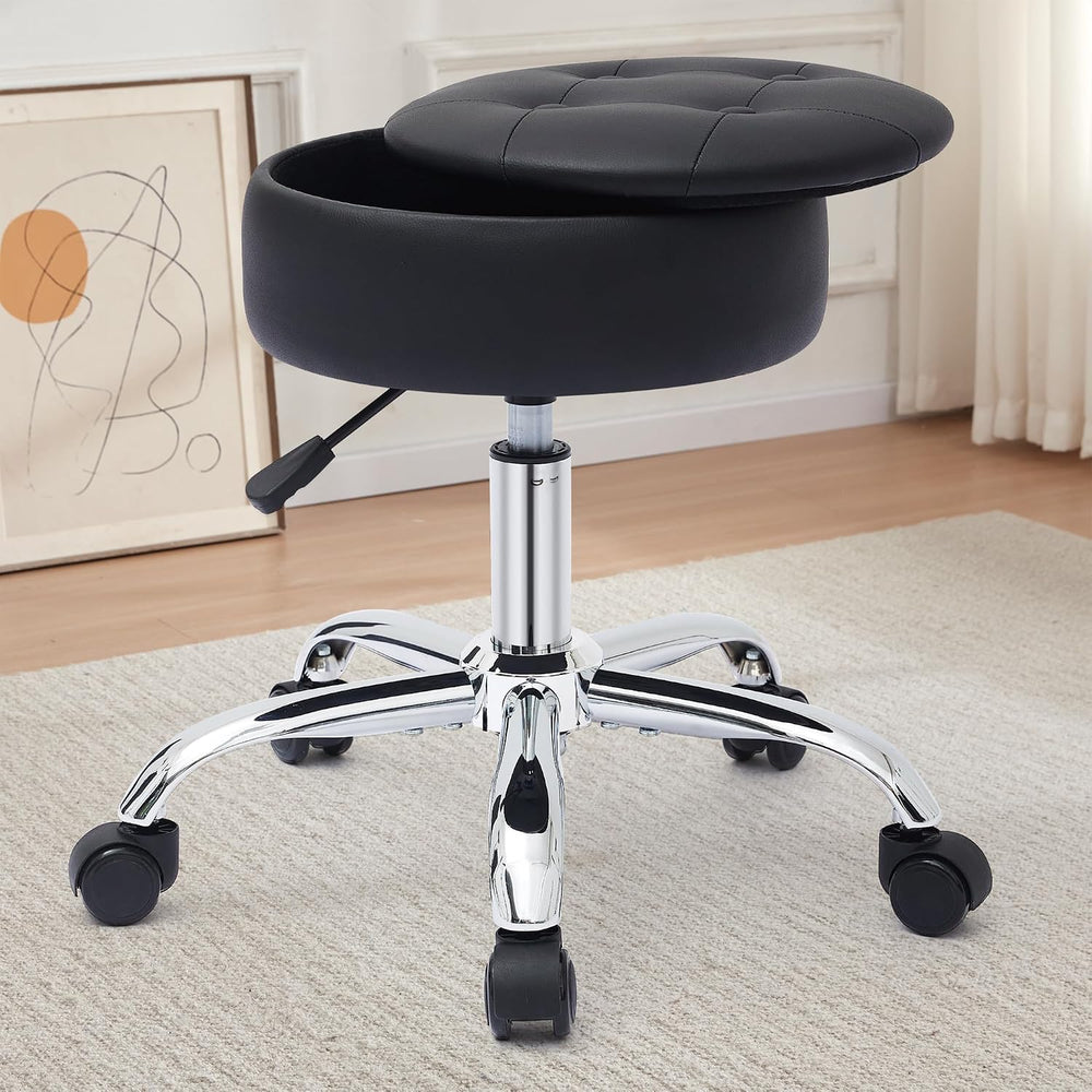 Gitrah Vanity Chair with Wheels Adjustable Vanity Stool with Storage Swivel V...