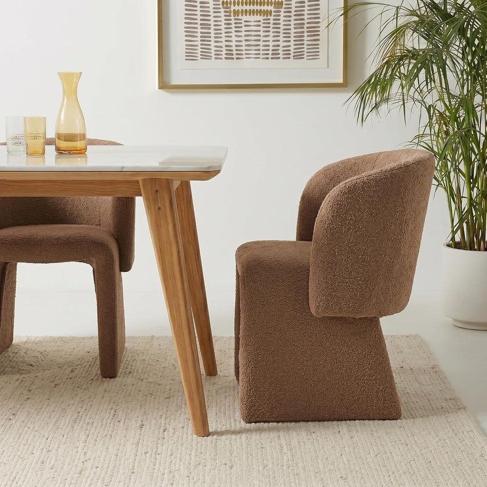 NORDICANA Barrel Dining Room Chairs with Arms, Faux Fur Accent Chairs Set of ...