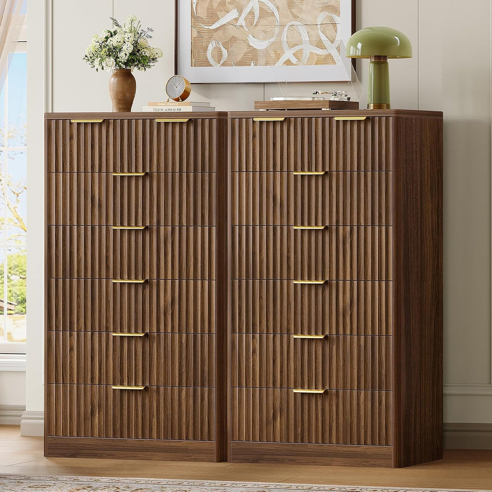 TEENOFN Fluted Dresser for Bedroom with 7 Drawers, 48" Tall Modern Chest...
