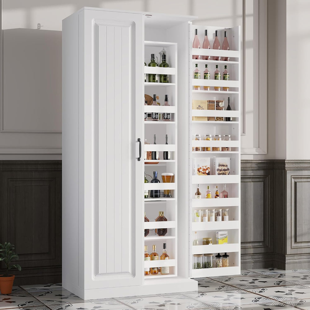 AIEGLE Kitchen Storage Cabinet with Doors & Rotatable Shelves, 72" T...