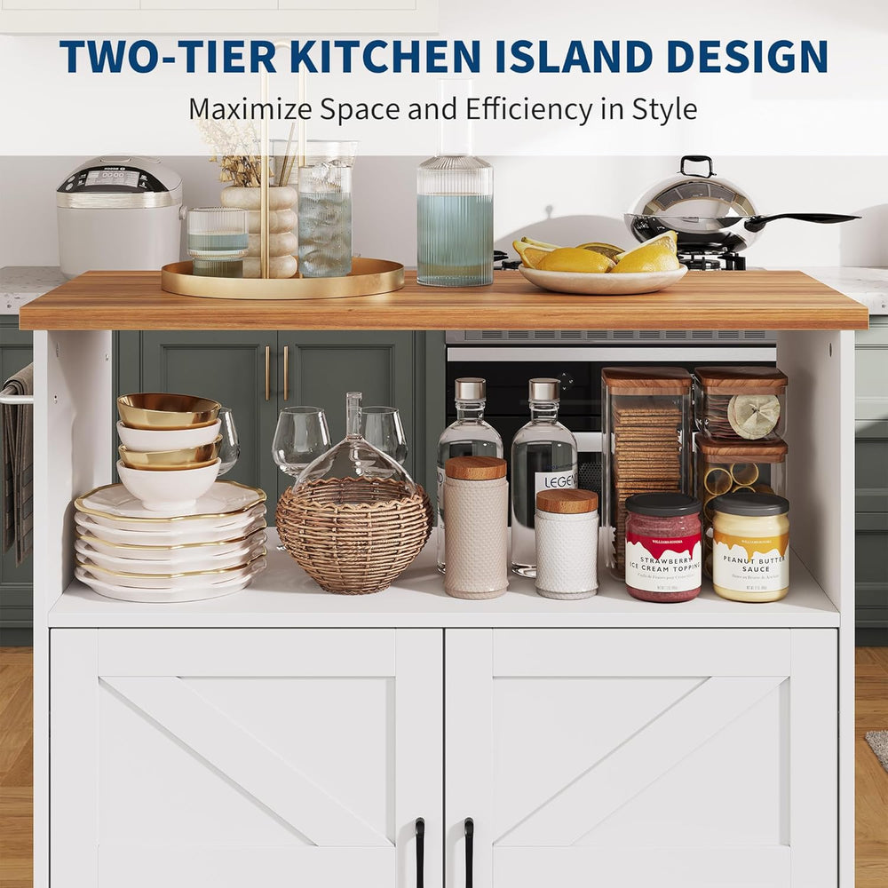 Garvee Rolling Kitchen Island with Storage Cabinet, 40.4'' Width Kitc...