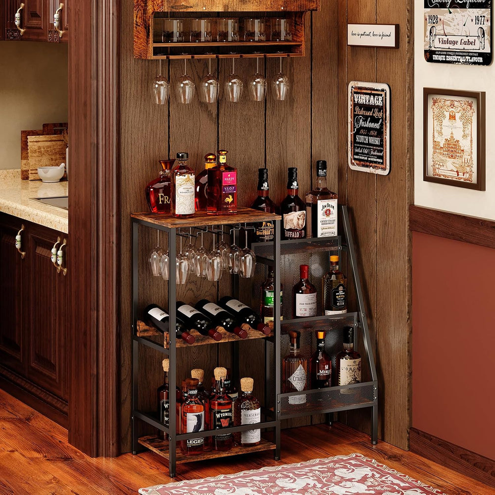 Versatile Liquor Stand for Home Bar, Wine Rack Freestanding Floor, Mini Bar T...