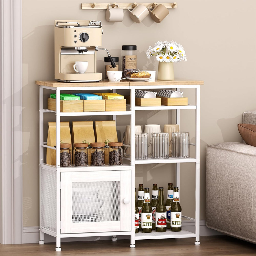SWTYMIKI Coffee Bar Cabinet Station - Farmhouse Small Coffee Stand Station wi...