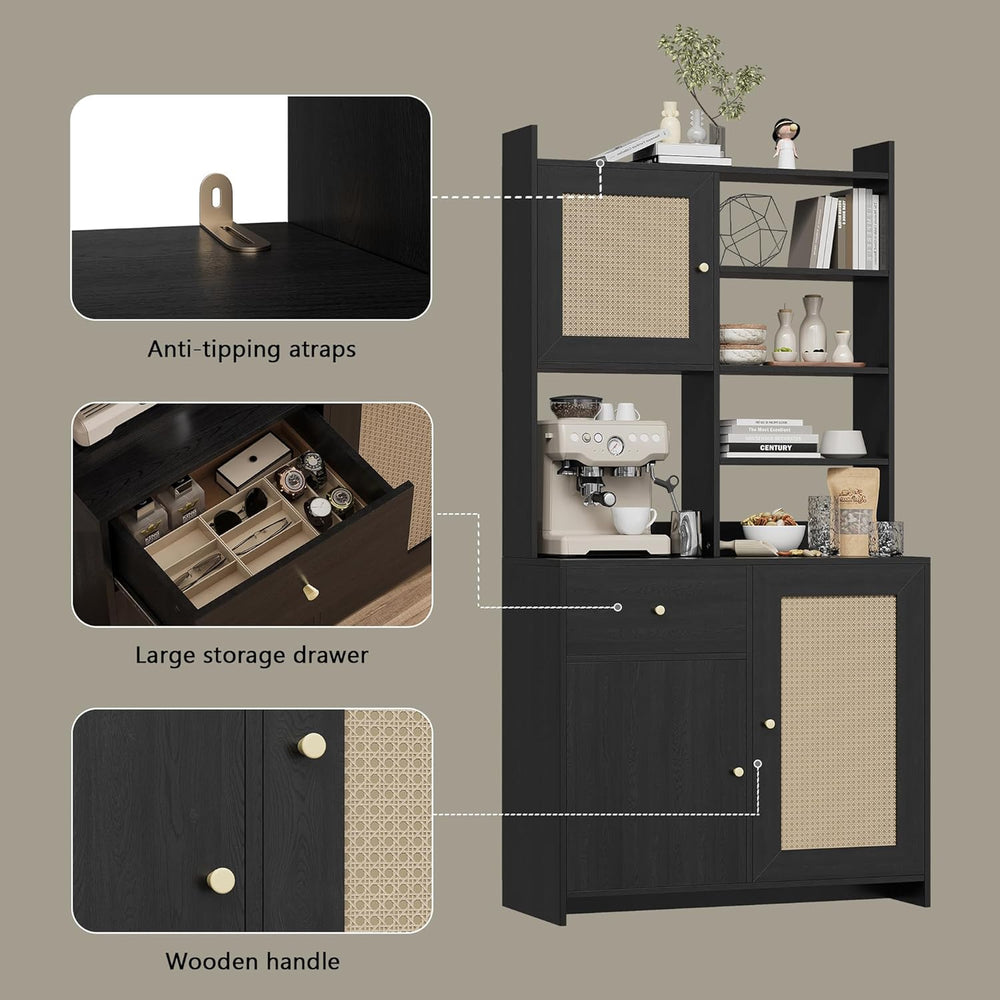 IDEALHOUSE Kitchen Pantry Cabinet with Adjustable Shelf, 71" Tall Storag...