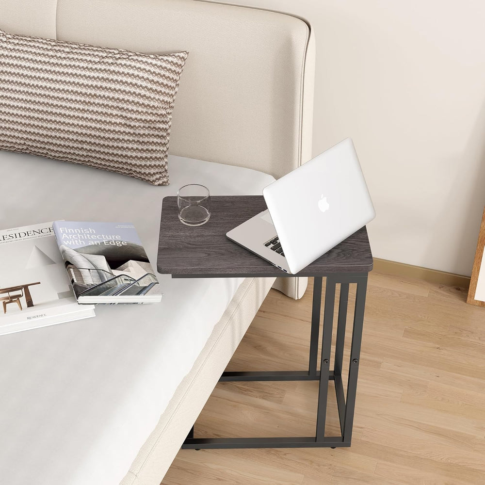 Yusong C Shaped End Table - Slide Under Sofa Couch Bed, Small Table for Small...