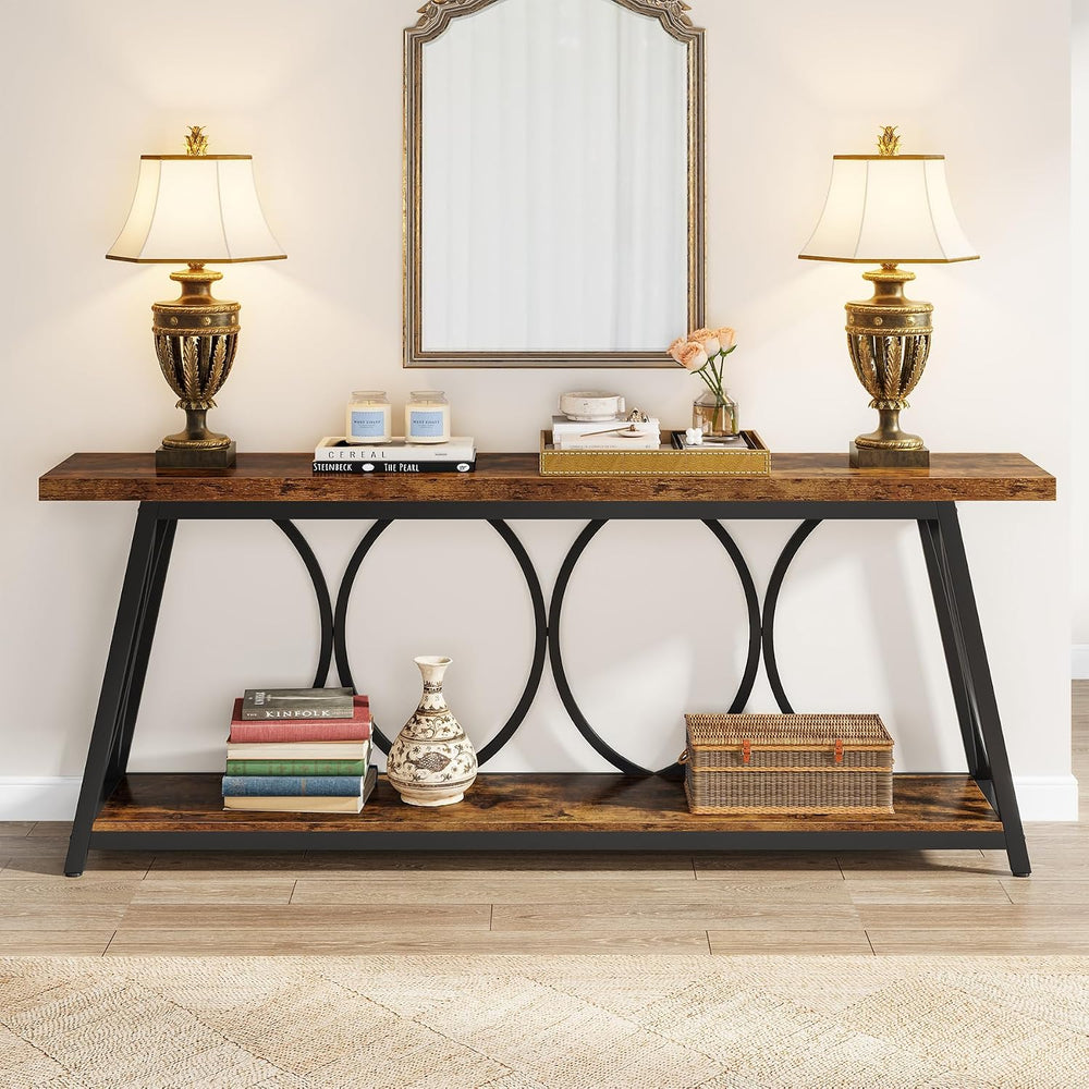 Tribesigns 70.9 inch Extra Long Console Table, Industrial Sofa Table Behind C...