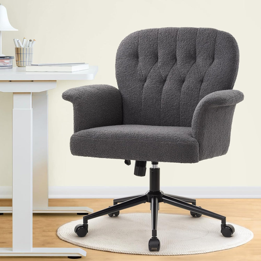 IWMH Comfy Home Office Desk Chair, Upholstered Fabric Cozy Vanity Chair