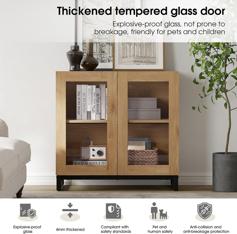 WAMPAT Sideboard Buffet Cabinets, Modern Credenza Sideboard with Adjustable S...