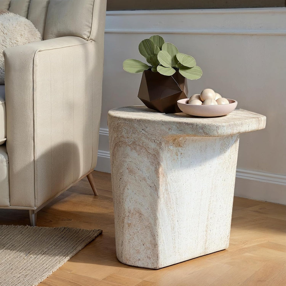 Bloomingville Lightweight Eco Stone Indoor/Outdoor Table, Travertine Finish, ...