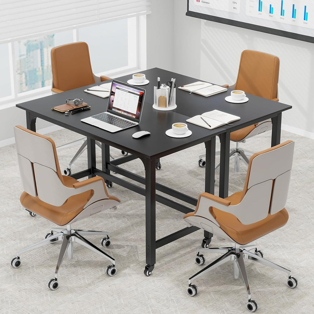 Tangkula Conference Room Table Set of 2, Mobile Computer Desk